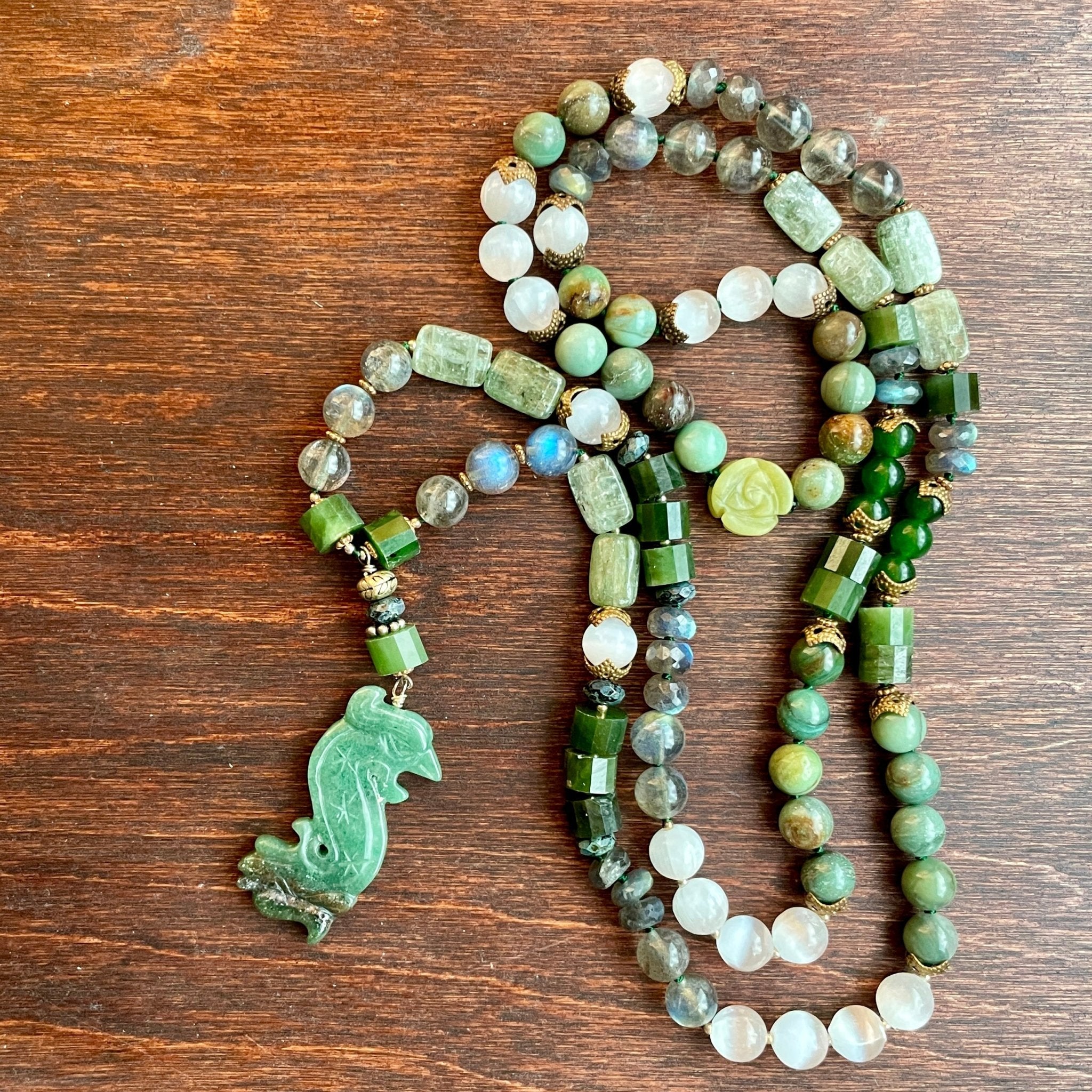 Jade Phoenix and Dragon necklace - Dakota Nature LLC