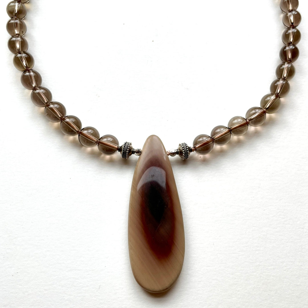 Petrified Wood Necklace with Smoky Quartz | Dakota Nature