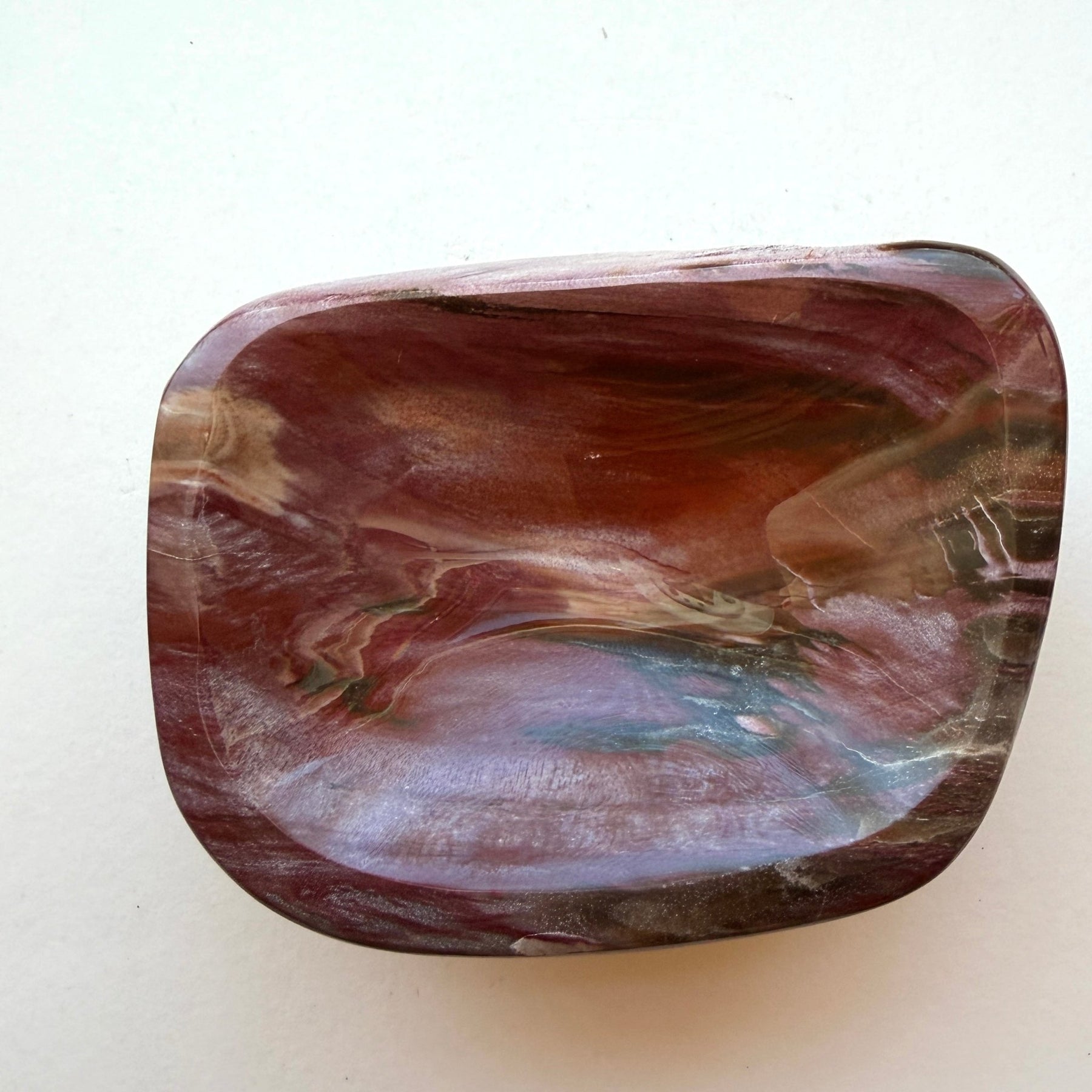 Rust Color Bowl Rust Red Petrified Wood Bowl with Drusy Crystals