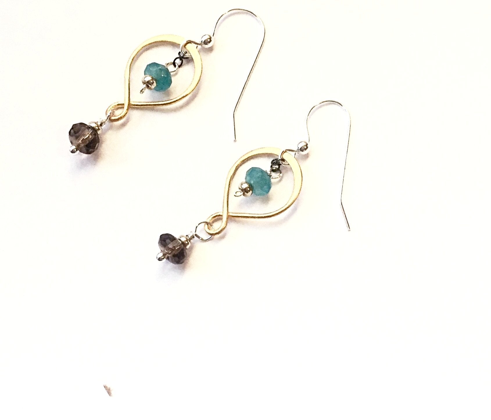 Azure Ear Rings Azure Eternity Aquamarine & Smoky Quartz Earrings | Dakota Nature